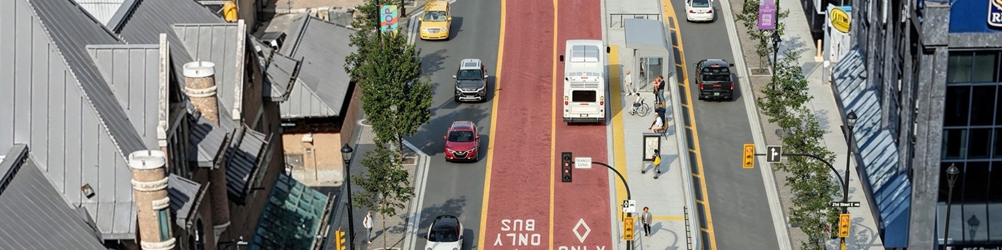First Ave in Saskatoon with a bus only lane.