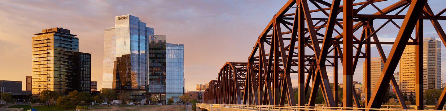 Victoria bridge at sunset in Saskatoon