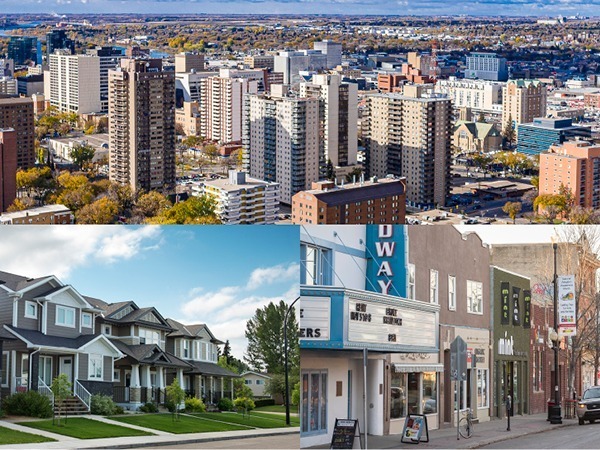 Variety of homes and buildings